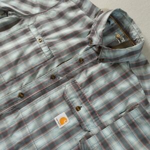 Carhartt Force Relaxed Fit Plaid Short Sleeve Button Up Shirt Mens Large Vented